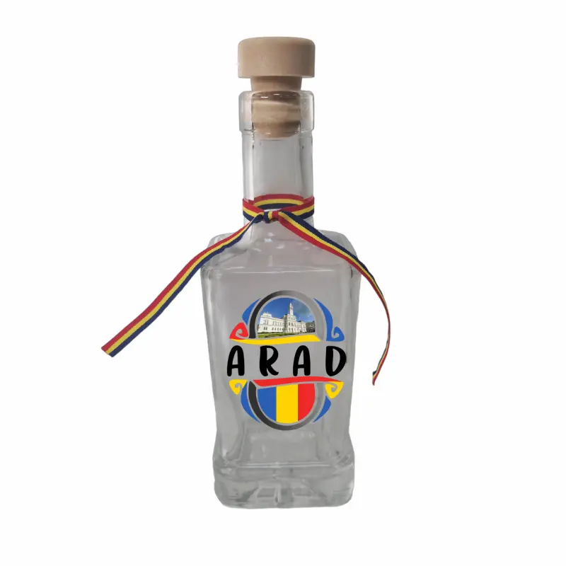 Arad romania, sticla cu mesaj patrata, 250 ml, model divgs318 05